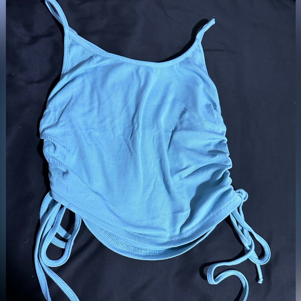 baby Blue scrunch tank top